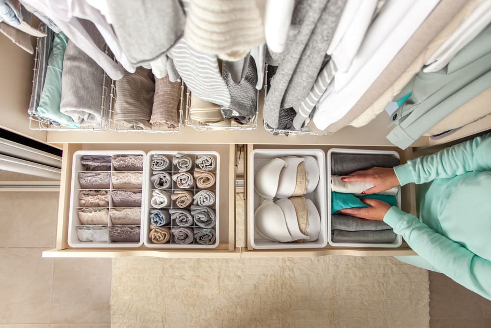 woman organizing things after addiction treatment
