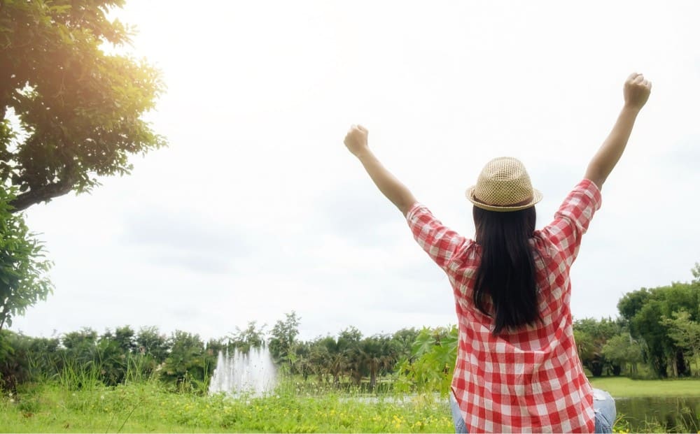 Female in recovery focusing on wellness and self-care