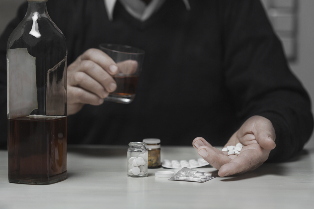 Man struggling with drugs and addictive thinking